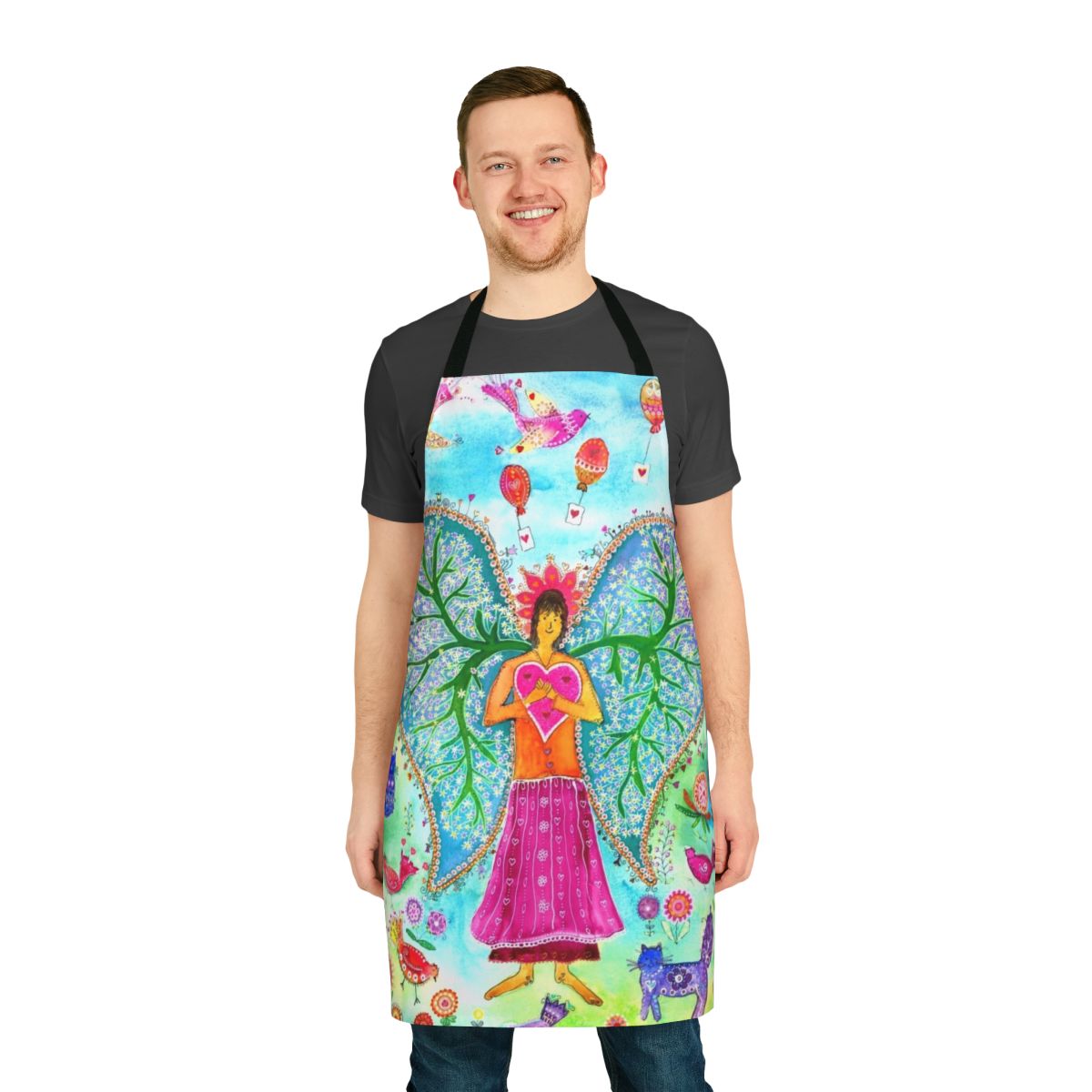 Angelic Wings Apron with Artistic Design Featuring Guardian Angel Imagery