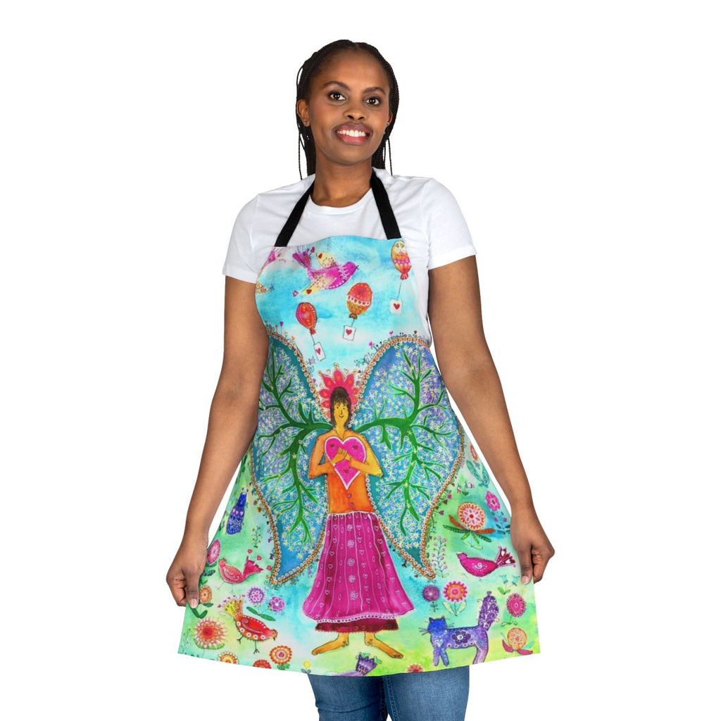 Angelic Wings Apron with Artistic Design Featuring Guardian Angel Imagery