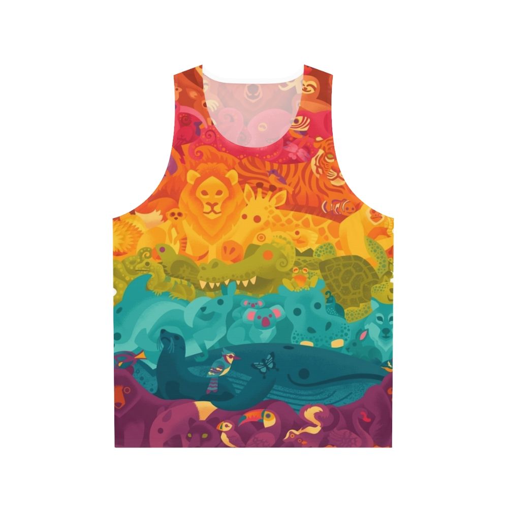 Unisex tank top with colorful animal spectrum design