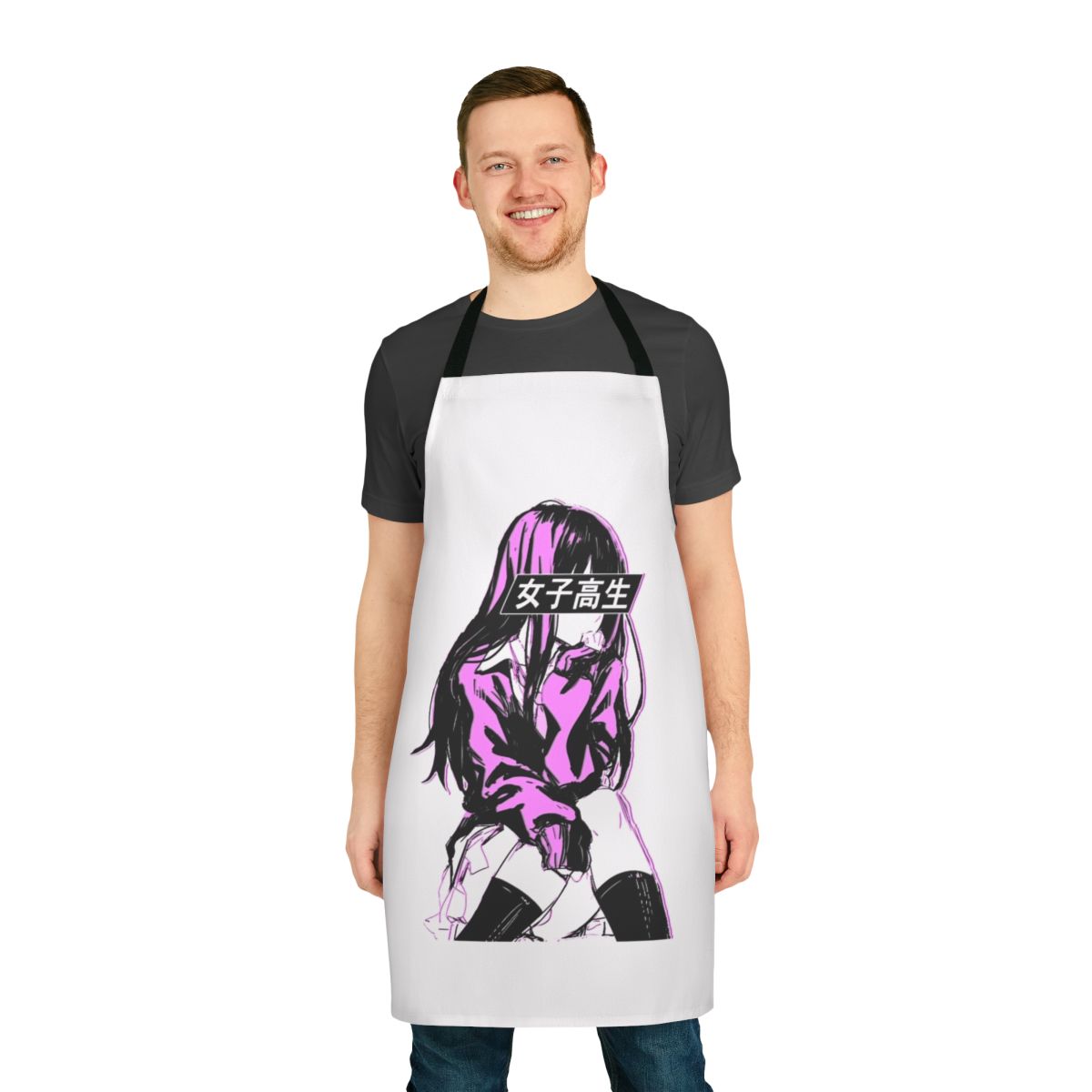 Stylish anime-inspired apron featuring a cute anime girl design