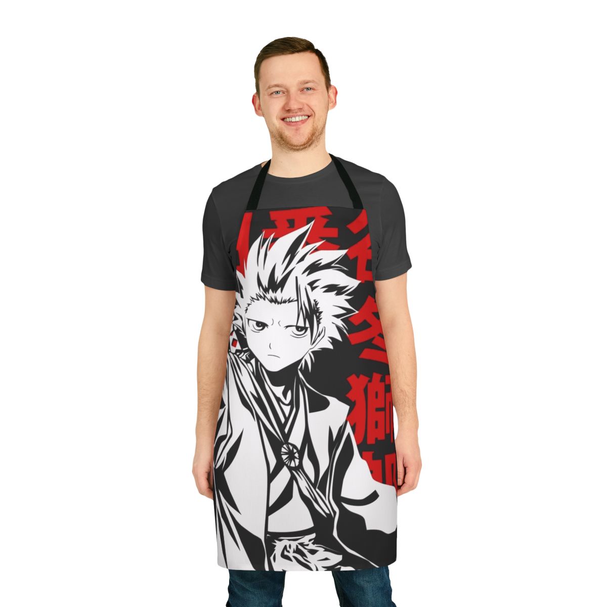 Anime apron with an illustration of Toshiro Hitsugaya, the 10th Division Captain from the Bleach series.
