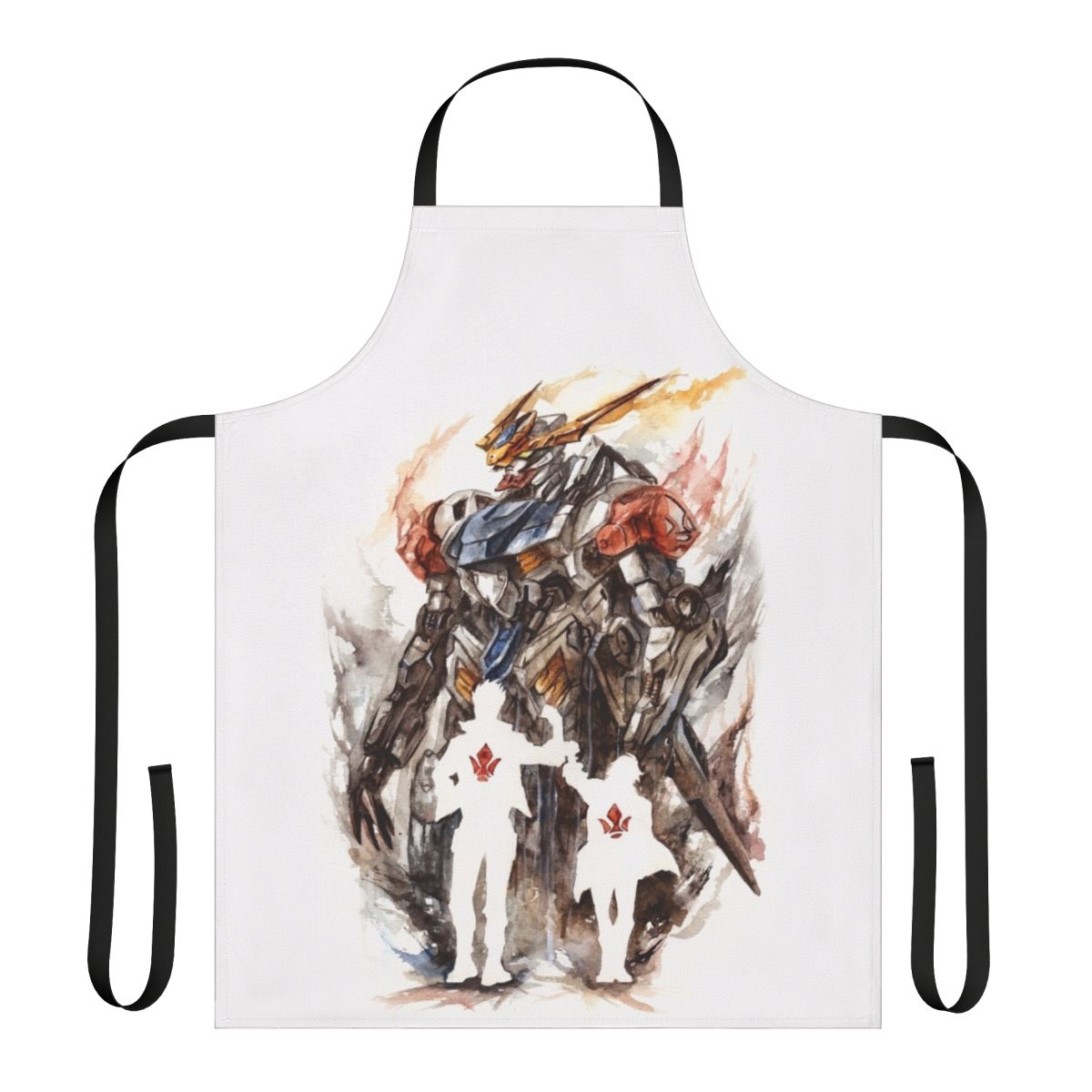 Anime-inspired apron featuring Tekkadan insignia and mecha designs from Gundam: Iron-Blooded Orphans