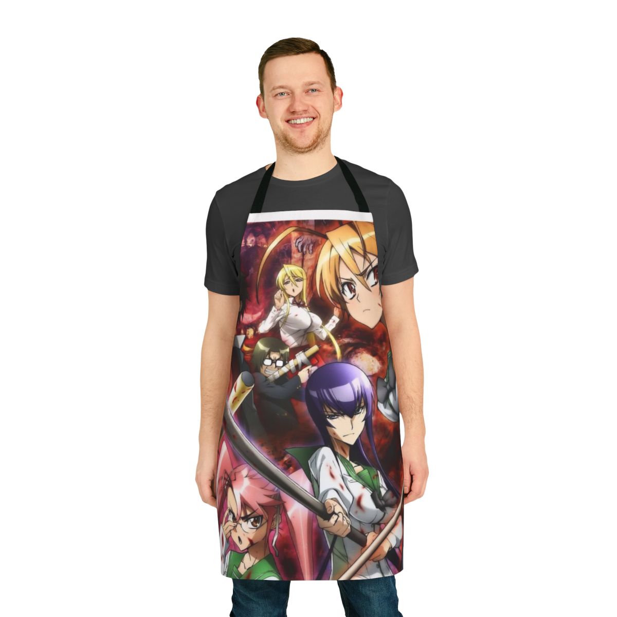 Anime-inspired apron featuring characters from the manga and anime series High School of the Dead