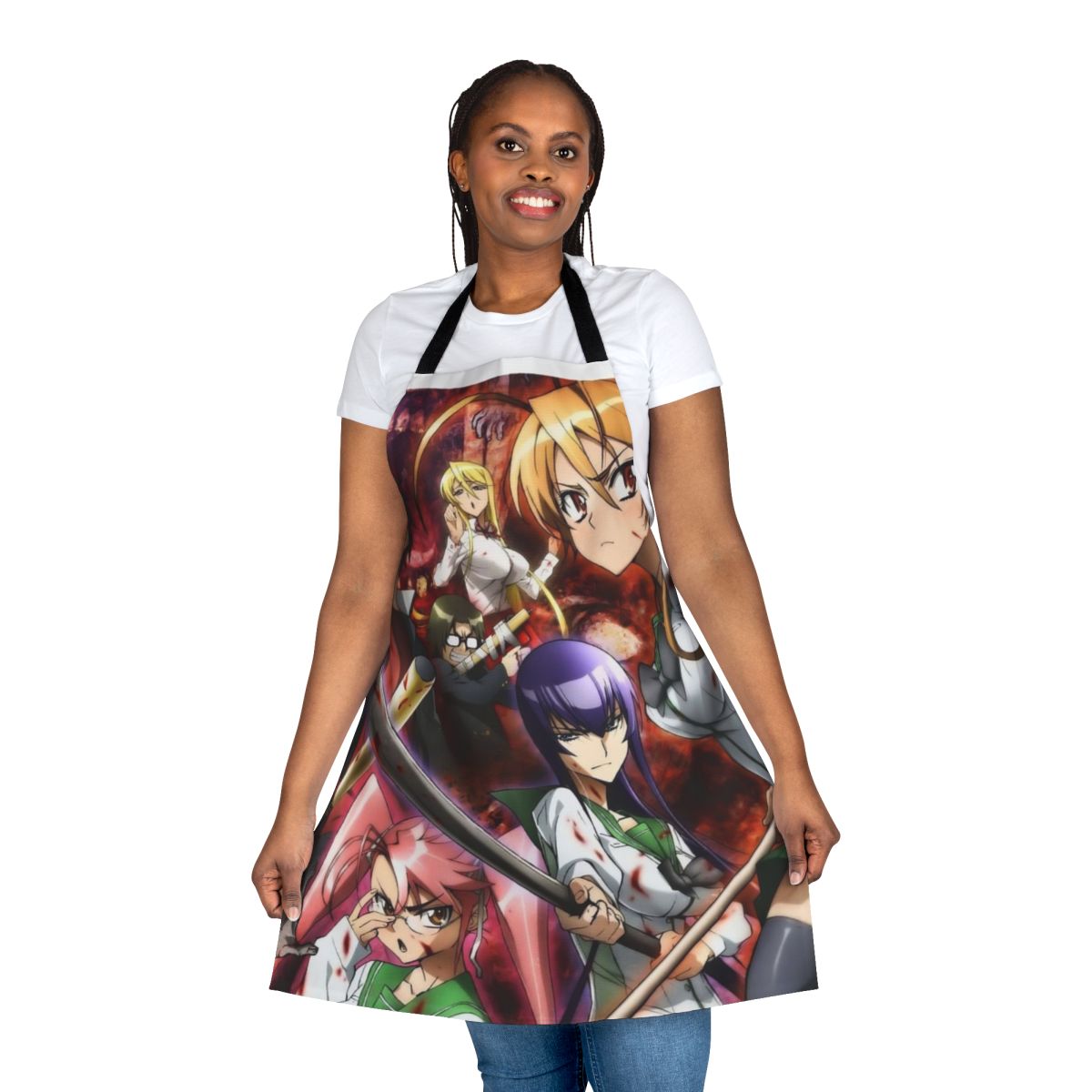 Anime-inspired apron featuring characters from the manga and anime series High School of the Dead