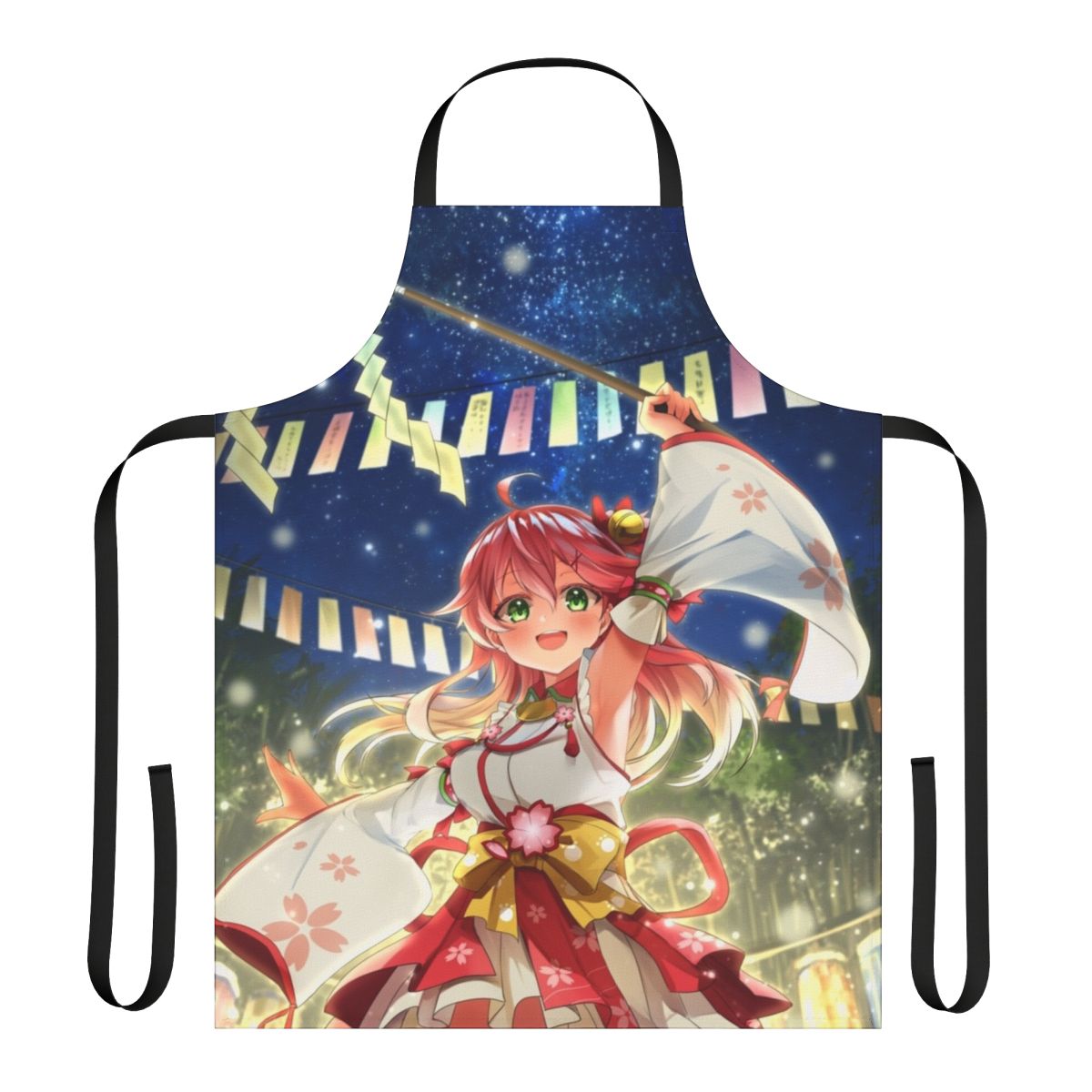 Anime-style apron featuring Sakura Miko, a popular VTuber, in a Tanabata festival design.