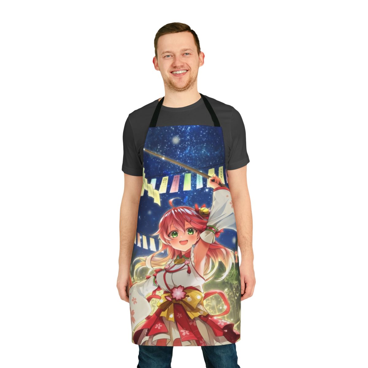 Anime-style apron featuring Sakura Miko, a popular VTuber, in a Tanabata festival design.