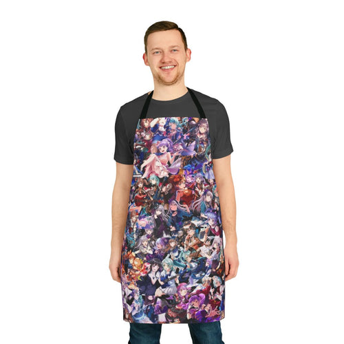 Anime-style apron featuring characters from the Bang Dream series, including Roselia