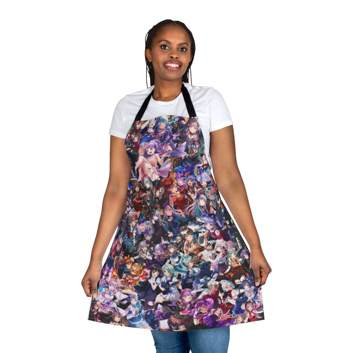 Anime-style apron featuring characters from the Bang Dream series, including Roselia