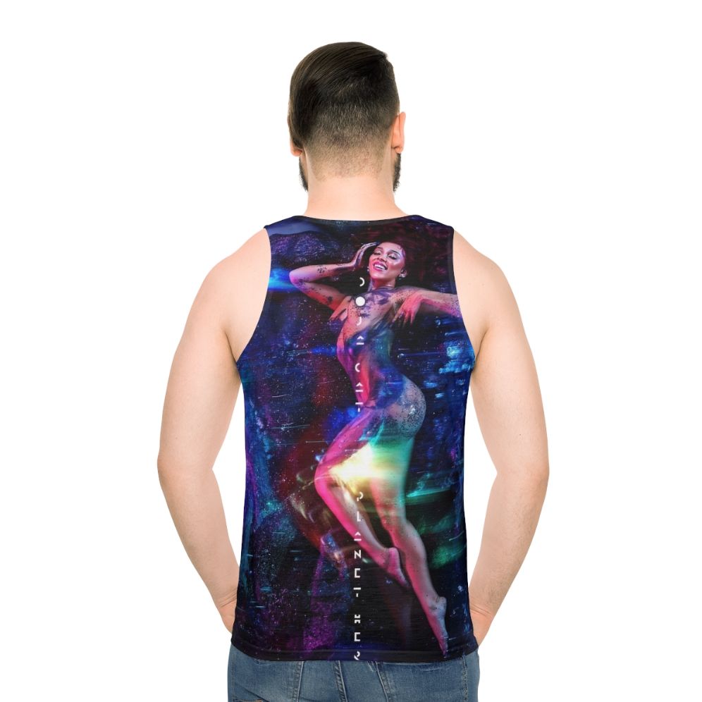 Anime-style cat lover's unisex tank top with "World Cat Love" design