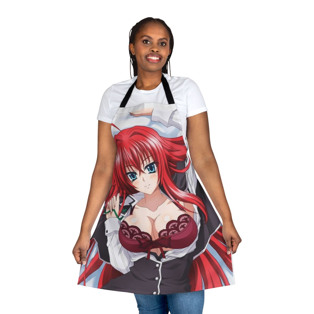 Anime character apron featuring the iconic red-haired Rias Gremory from the popular series Highschool DxD