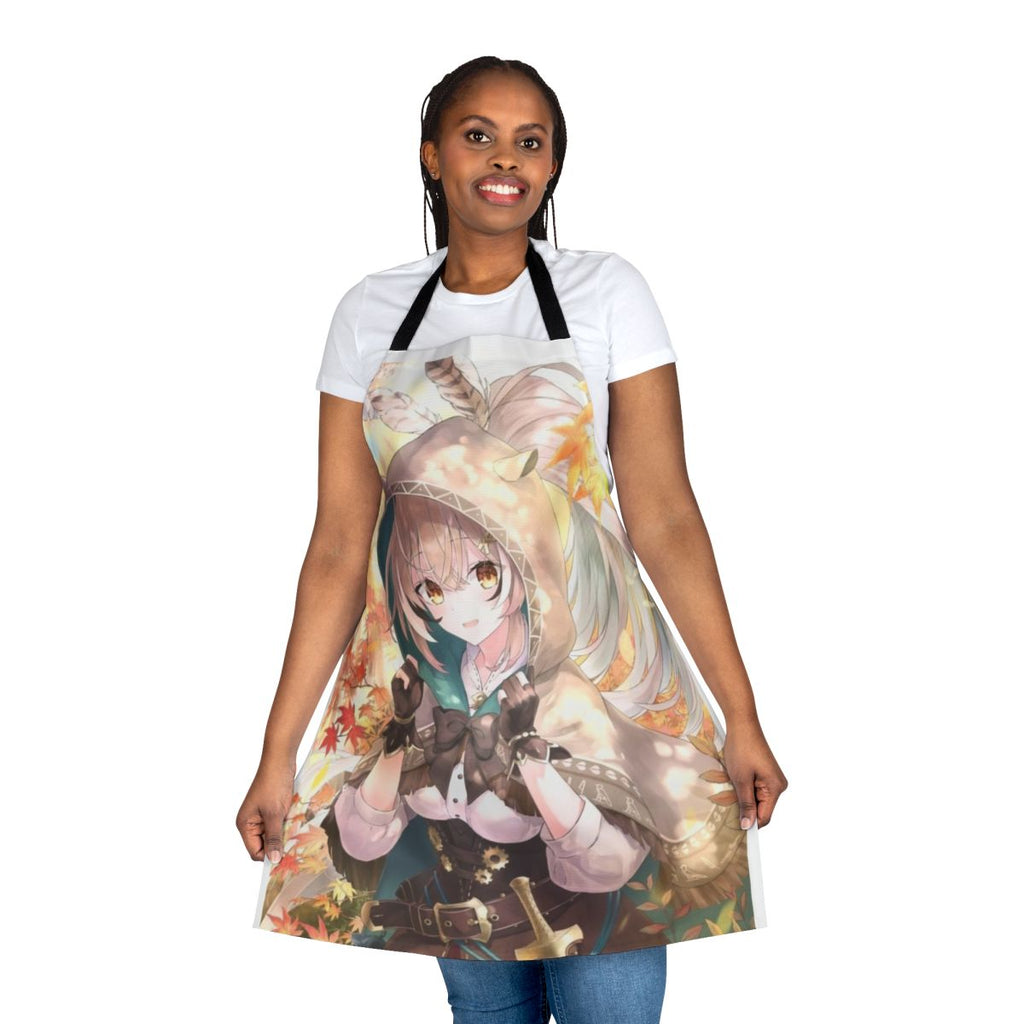 Anime-inspired apron featuring a cute girl character with a hood