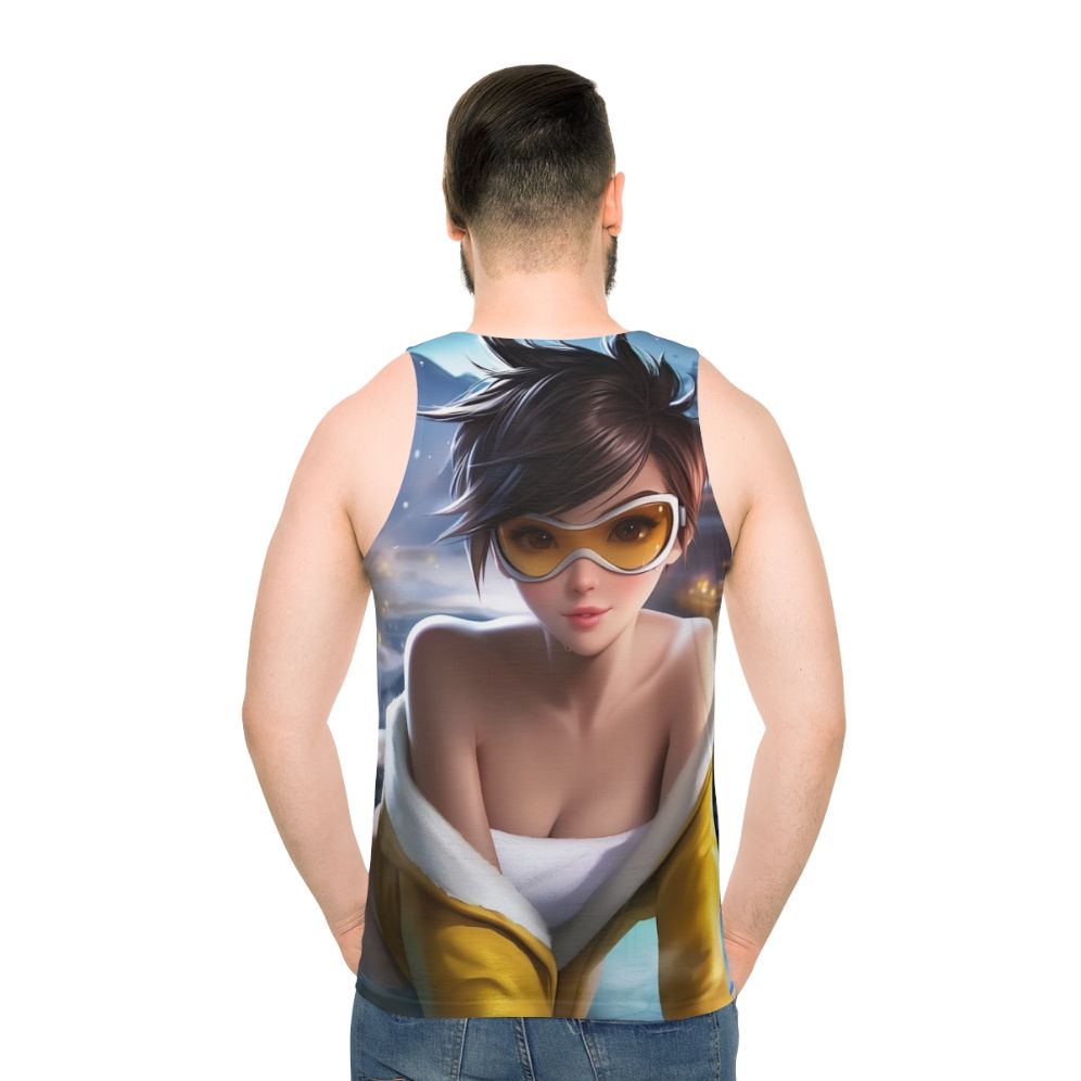 Anime-inspired hot spring tank top with Tracer design