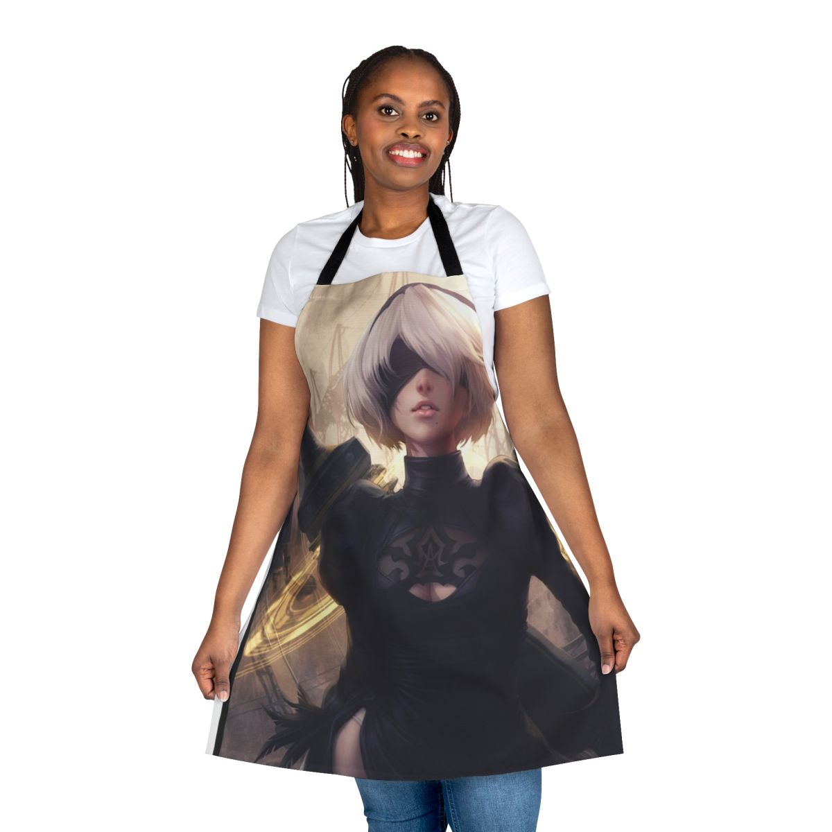 2B Nier Automata-inspired apron featuring the game's iconic character design