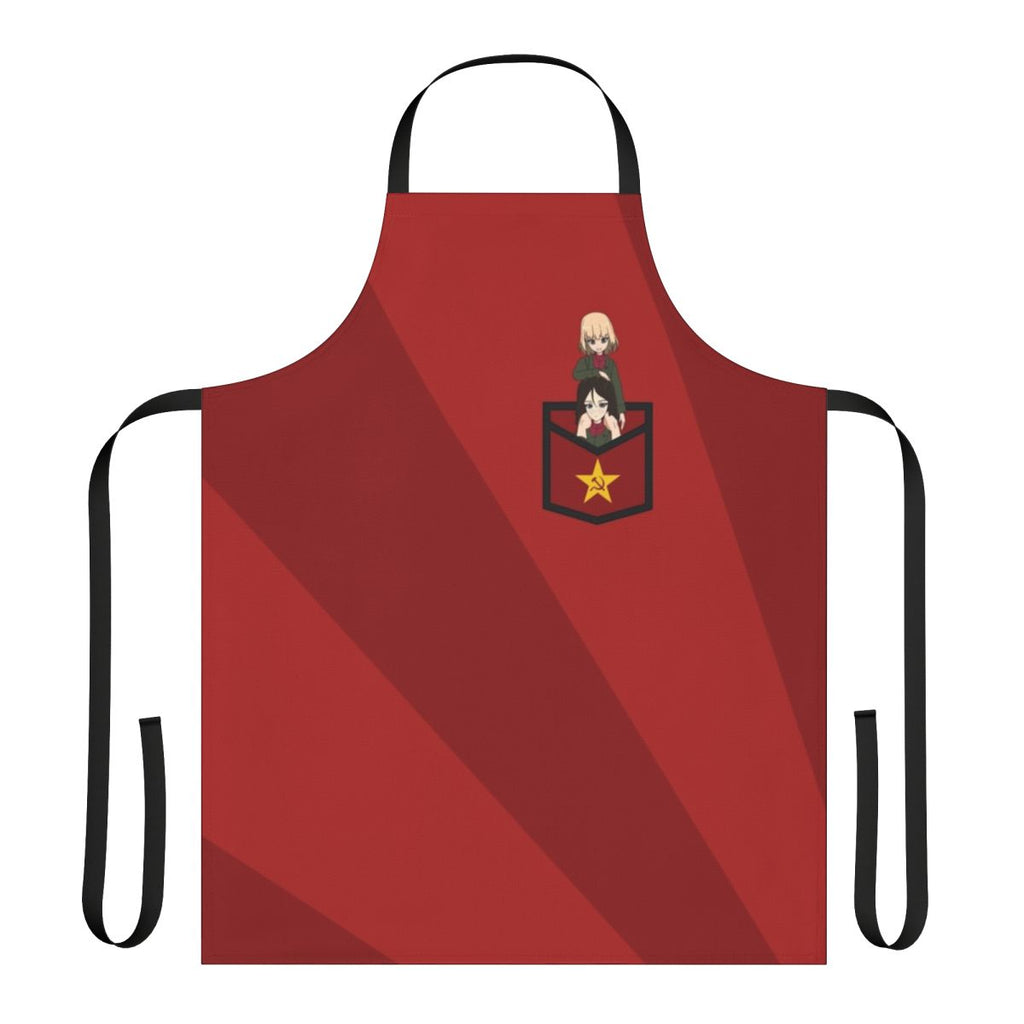 Anime-inspired apron with illustrations of Katyusha and Nonna, characters from the Girls und Panzer series