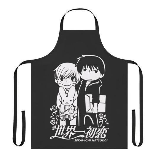 Sekai Ichi Hatsukoi-inspired apron with characters Ritsu Onodera and Masamune Takano
