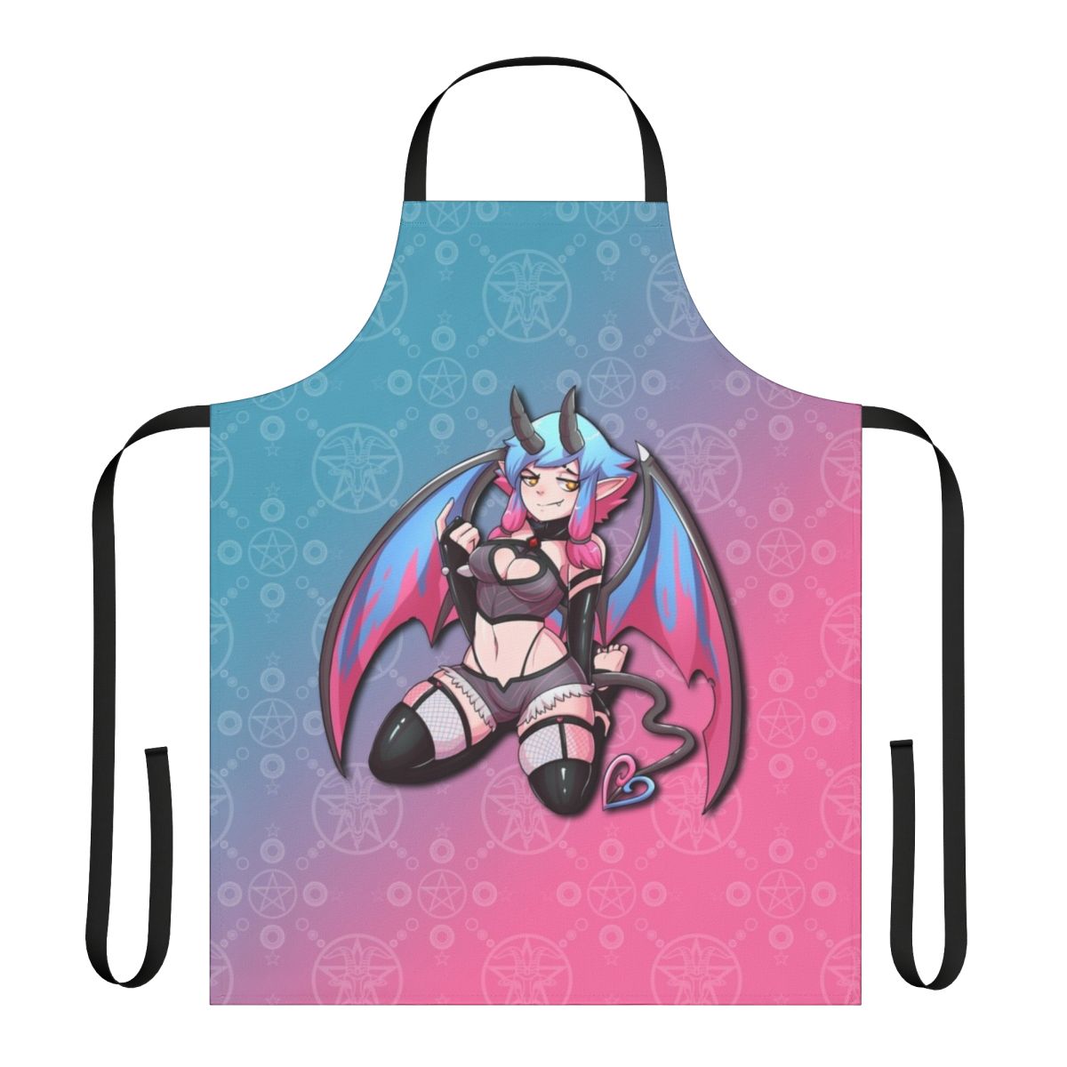Anime-style apron featuring a fantasy succubus character design