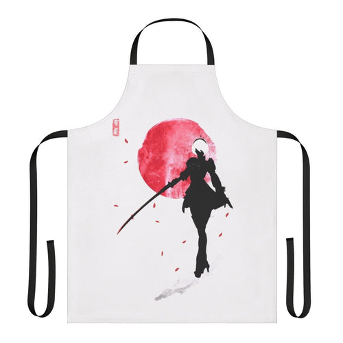 Anime-inspired apron featuring a vectorized design of the character 2B from the game Nier Automata