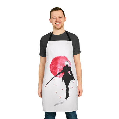Anime-inspired apron featuring a vectorized design of the character 2B from the game Nier Automata