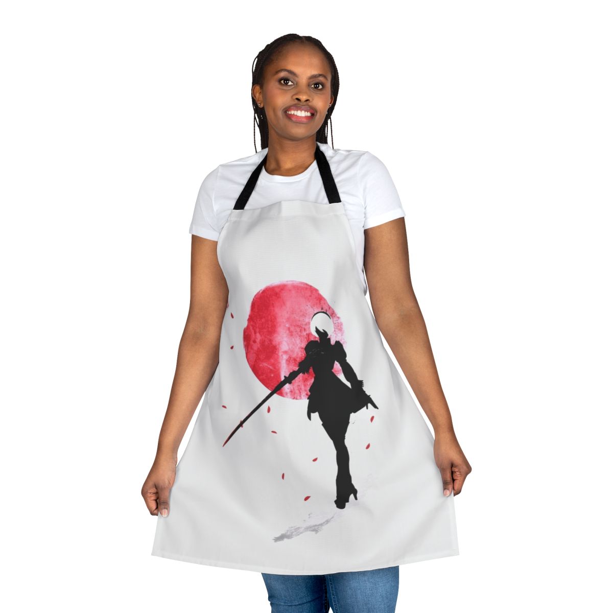 Anime-inspired apron featuring a vectorized design of the character 2B from the game Nier Automata