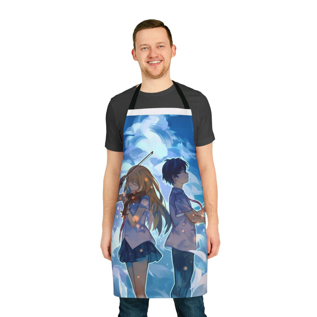 Anime inspired apron featuring characters and elements from the series "Your Lie in April"