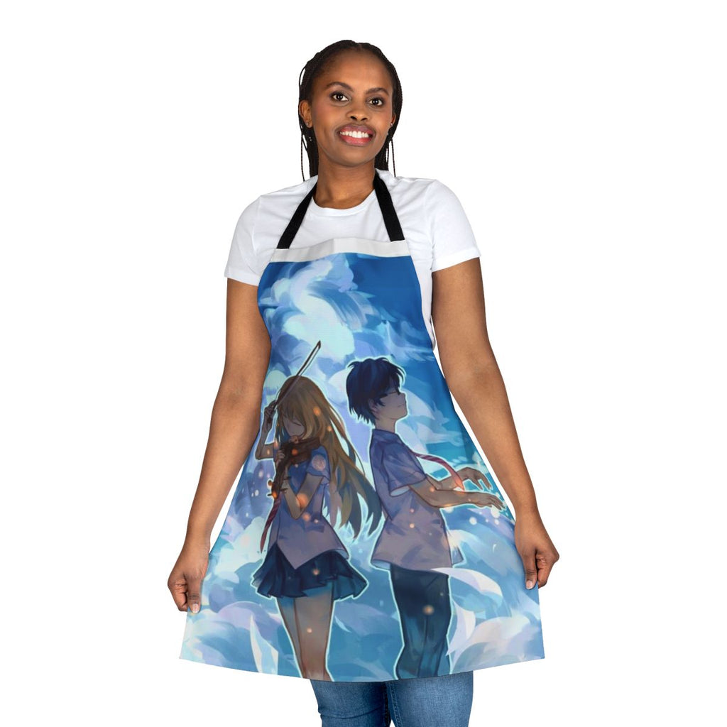 Anime inspired apron featuring characters and elements from the series "Your Lie in April"