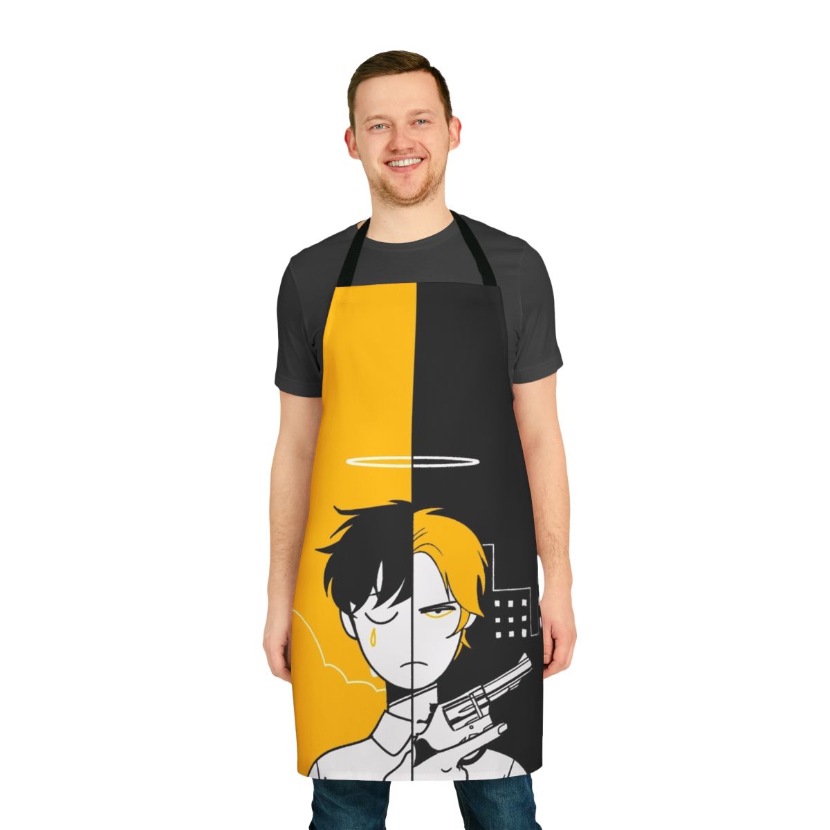 Anime-themed apron featuring characters from Banana Fish