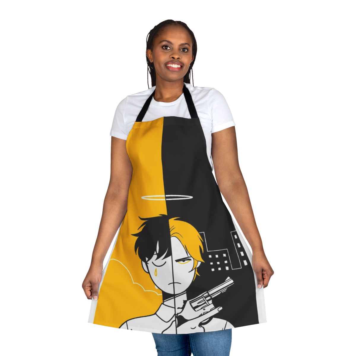 Anime-themed apron featuring characters from Banana Fish