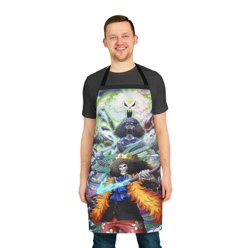 Stylish anime-inspired Brook One Piece apron for cooking, baking, or cosplay