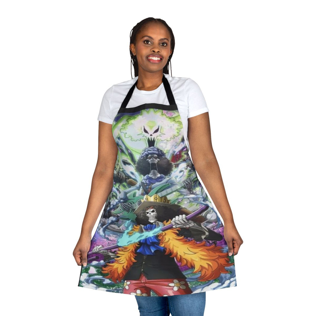 Stylish anime-inspired Brook One Piece apron for cooking, baking, or cosplay