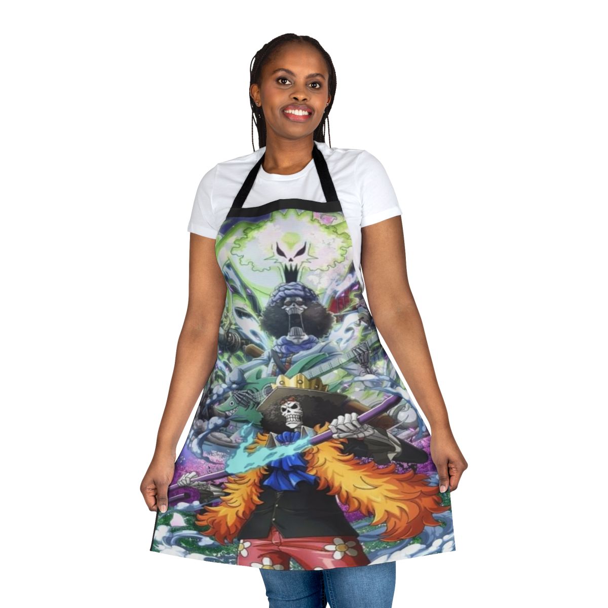 Stylish anime-inspired Brook One Piece apron for cooking, baking, or cosplay