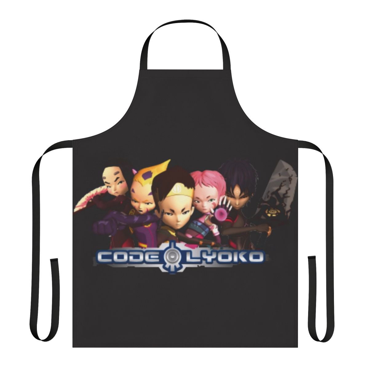 A high-quality anime-style apron featuring characters and imagery from the popular cartoon series Code Lyoko.