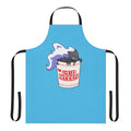 A black apron with a cup noodle design, perfect for fans of fighting games like Under Night In-Birth and BlazBlue Cross Tag Battle.