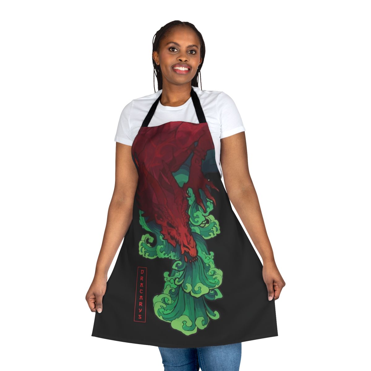 A high-quality apron featuring a dragon design, inspired by popular anime and manga series.