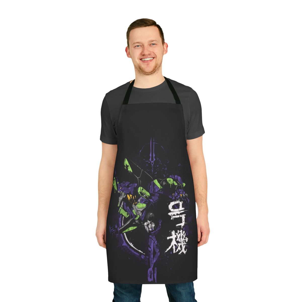 Stylized apron featuring iconic Evangelion imagery and designs