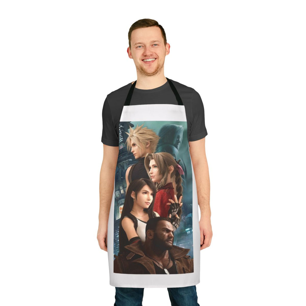 Anime inspired apron featuring designs from the popular video game Final Fantasy 7