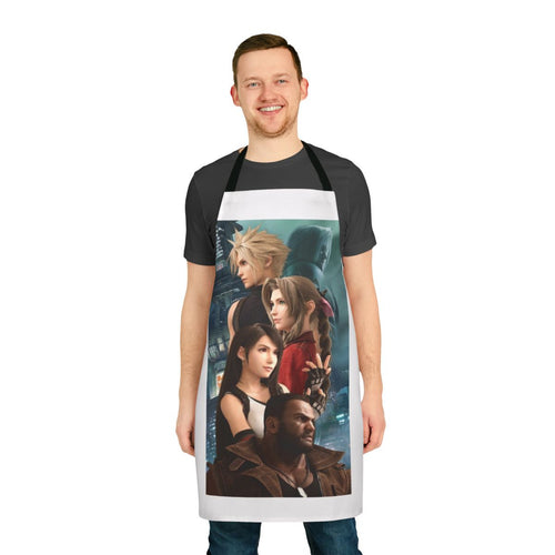 Anime inspired apron featuring designs from the popular video game Final Fantasy 7