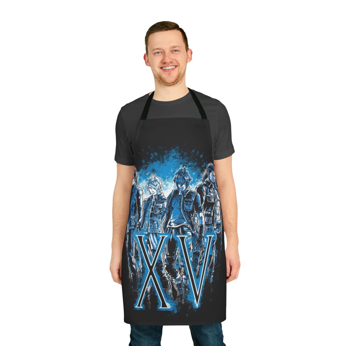 Anime-inspired Final Fantasy-themed apron featuring beloved characters and elements from the popular video game series