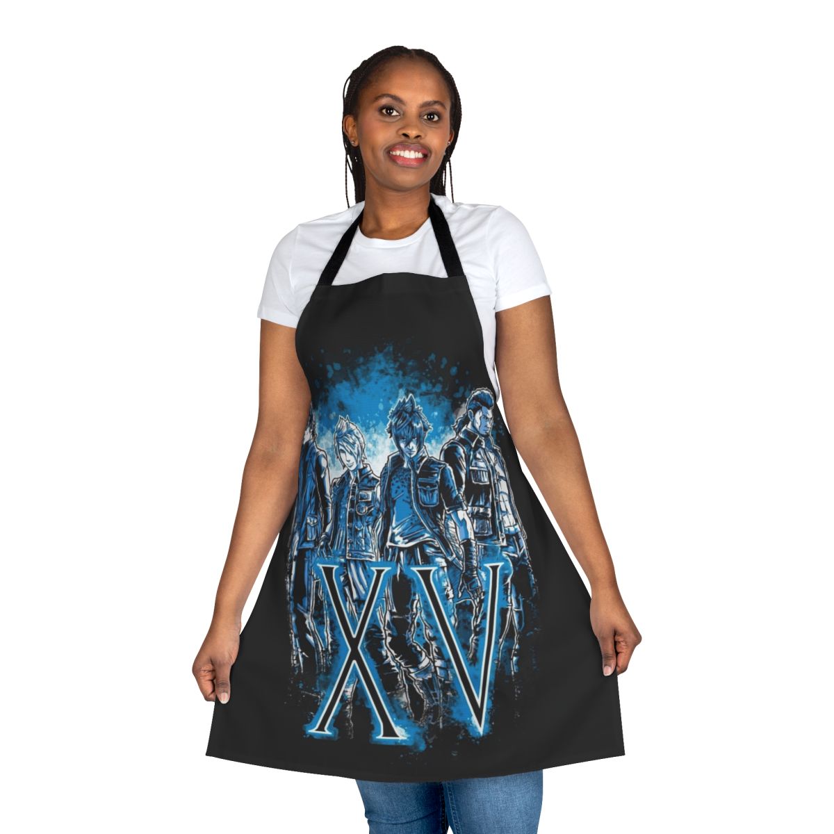 Anime-inspired Final Fantasy-themed apron featuring beloved characters and elements from the popular video game series