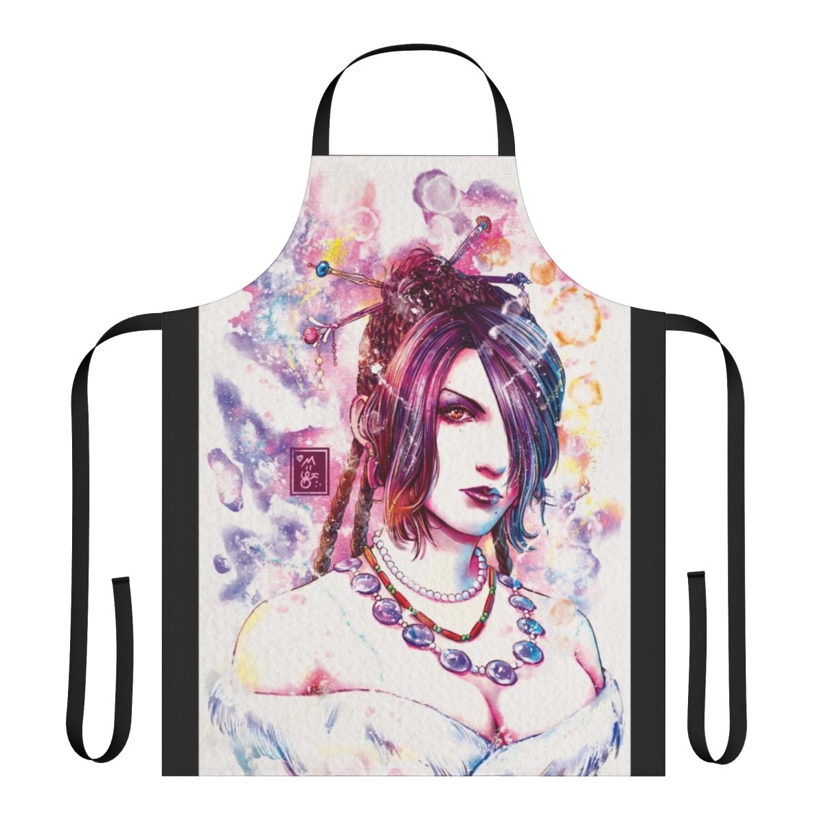 "Anime-inspired Final Fantasy X apron with iconic characters and designs"