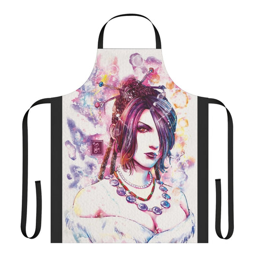 "Anime-inspired Final Fantasy X apron with iconic characters and designs"