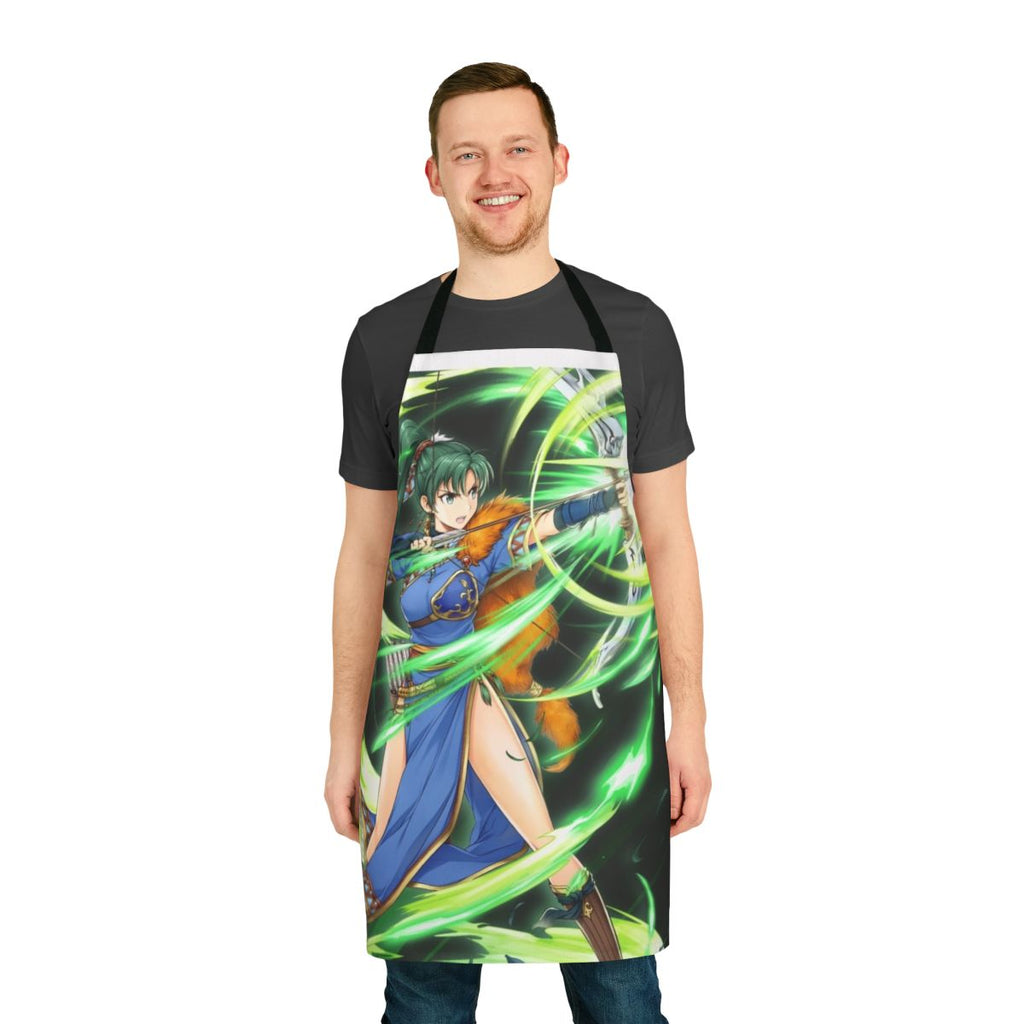 Anime-themed Fire Emblem Heroes Lyn apron with iconic characters