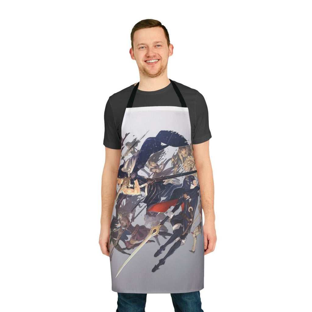Anime-style apron design featuring characters and artwork from the Fire Emblem video game series.