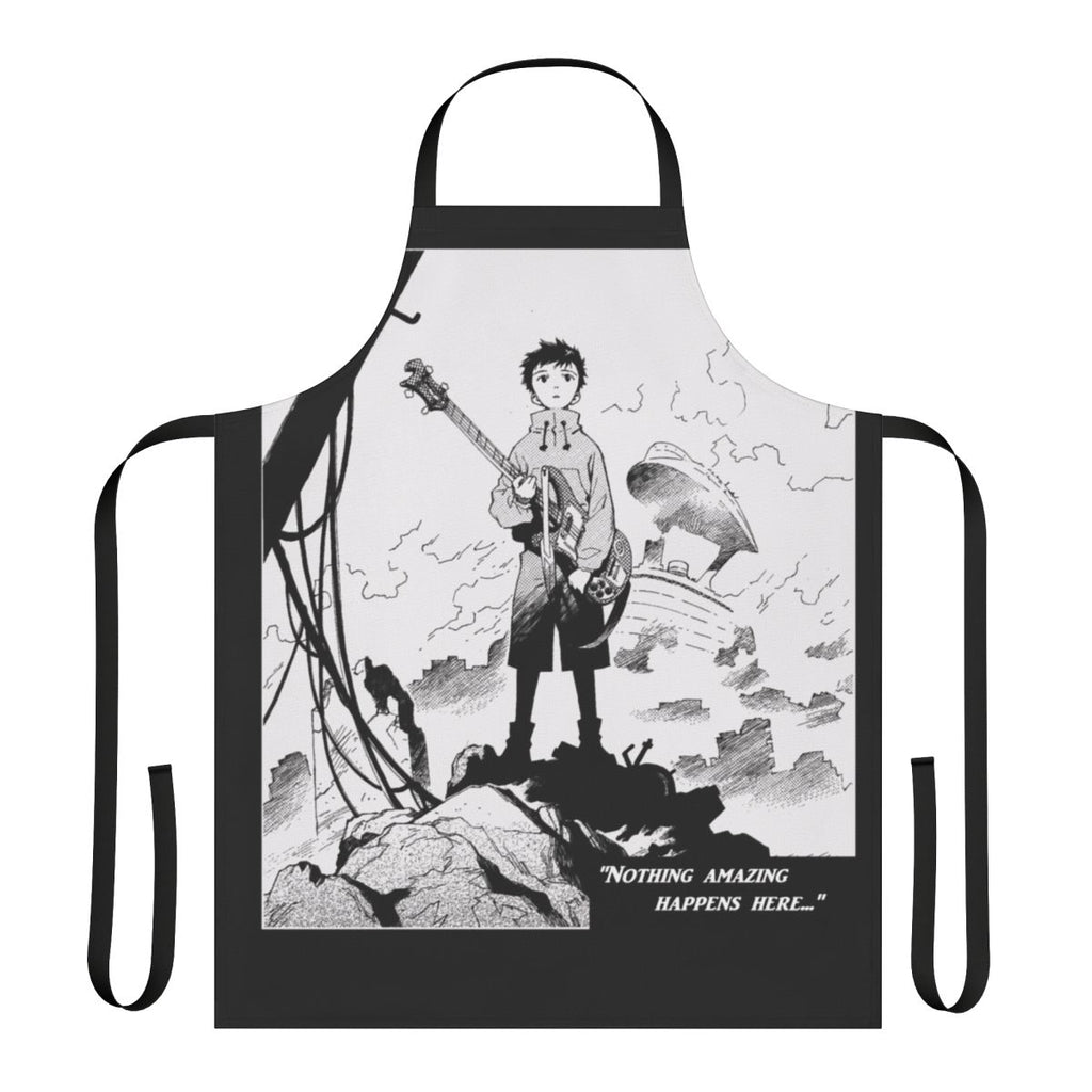 "FLCL" anime-themed cooking apron with a quirky, retro design