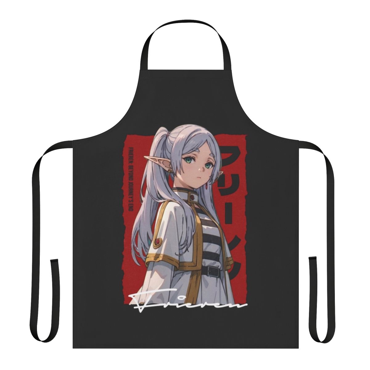 Frieren anime-style elf apron with floral and nature-inspired design
