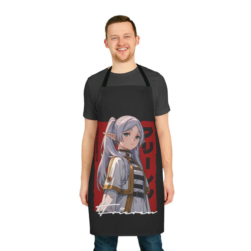 Frieren anime-style elf apron with floral and nature-inspired design