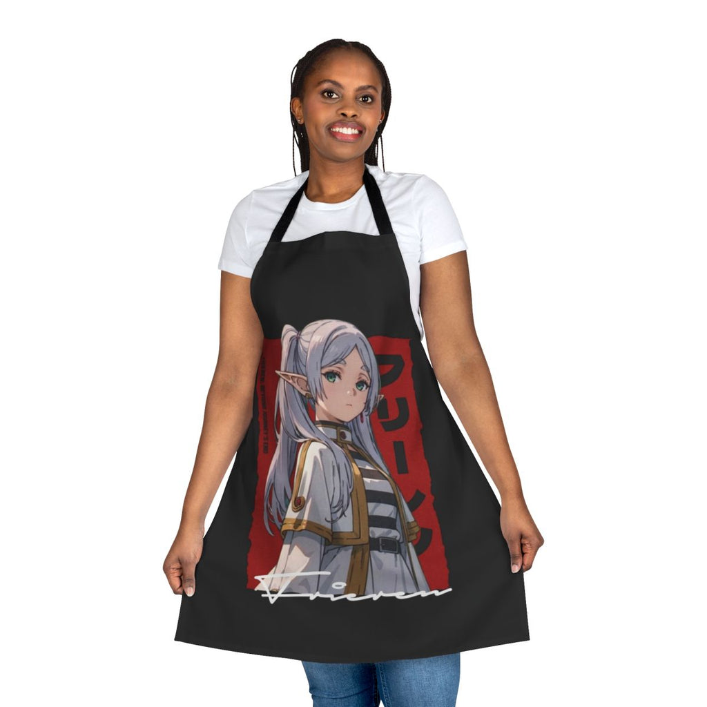 Frieren anime-style elf apron with floral and nature-inspired design