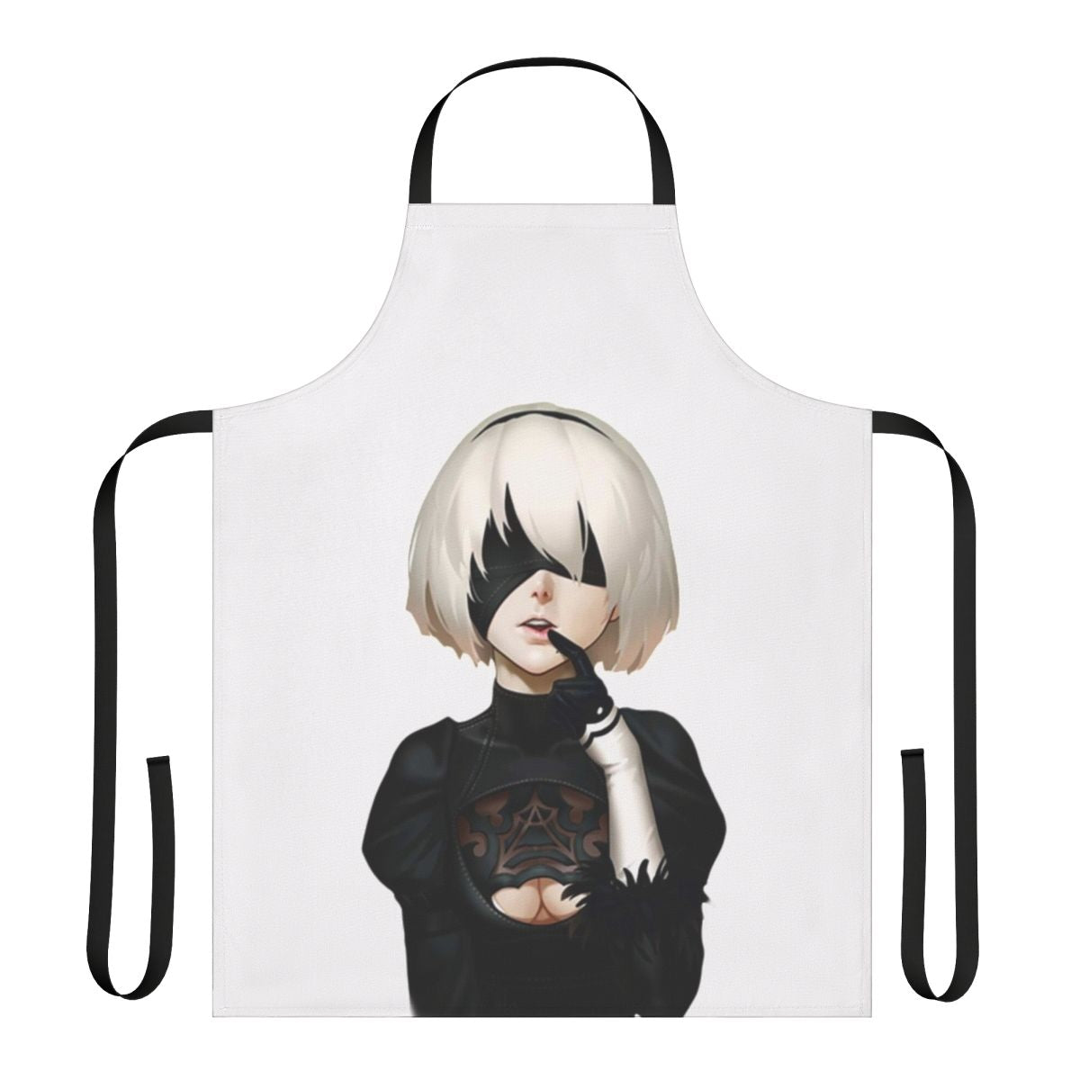 Anime-inspired gaming apron featuring characters and designs from popular video game franchises like Nier, Devil May Cry, and Bayonetta.