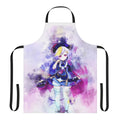 Watercolor illustration of Qiqi, a playable character from the Genshin Impact video game, featured on an apron.