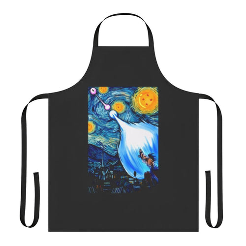 Anime-inspired apron featuring Goku and Vegeta from Dragon Ball Z against a starry night background