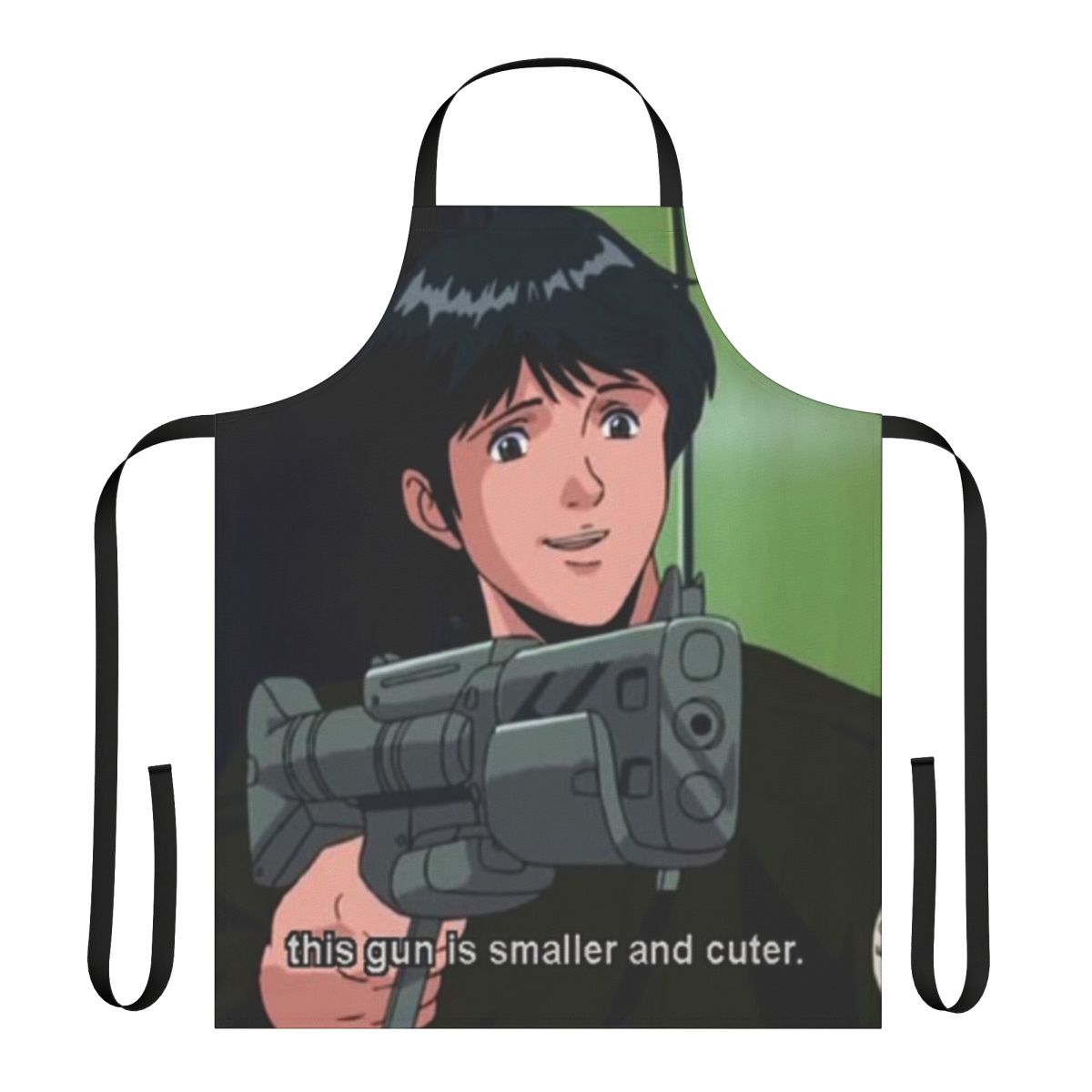 Anime-themed 'gun' design apron featuring characters from Legend of the Galactic Heroes